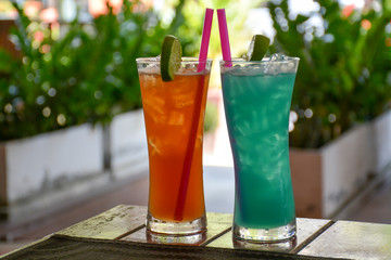 beautiful cocktail with ice and lime.Asia.Cooling drink
