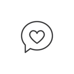 Speech bubble with heart outline icon. linear style sign for mobile concept and web design. Love message simple line vector icon. Symbol, logo illustration.