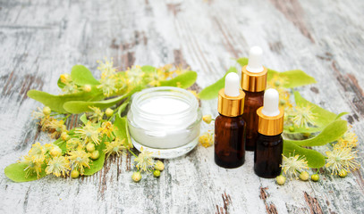 Spa products with linden flowers