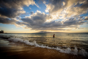 Maui Sunset Person foreground 