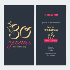 30 years anniversary invitation card vector