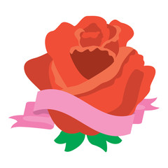red rose flower ribbon decoration delicate vector illustration