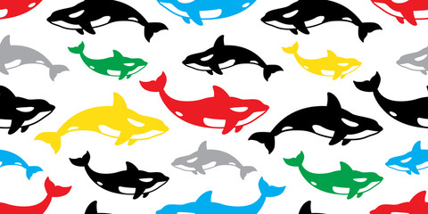 whale seamless pattern shark vector dolphin fish isolated ocean sea wallpaper background colorful