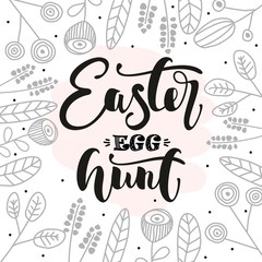 Happy Easter greeting card with calligraphic hand written phrase, holiday poster. Typography design. Vector illustration.