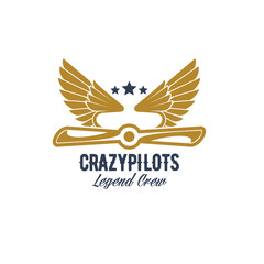 Obraz premium Air pilots team retro vector airplane icon