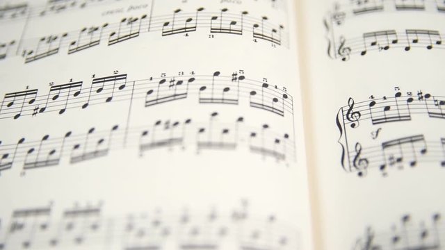 Closeup sheet music.  Musical background.