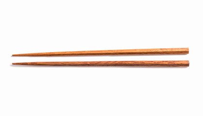 Brown chopsticks isolated on white background.