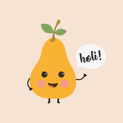 cute pear with inscription holi