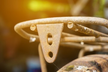 close up rusty iron bike