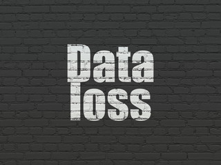 Information concept: Painted white text Data Loss on Black Brick wall background
