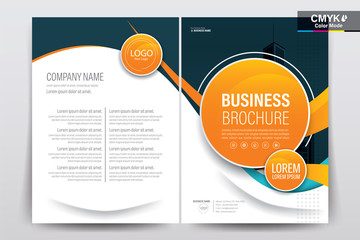 Brochure, Booklet, Cover Layout Design with Orange Circle, A4 Size Vector Template