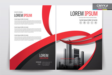 Brochure, Booklet, Cover Layout Design with Red Ribbon, A4 Size Vector Template