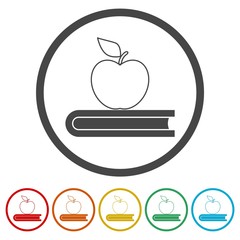 Education icon, Book with apple, 6 Colors Included