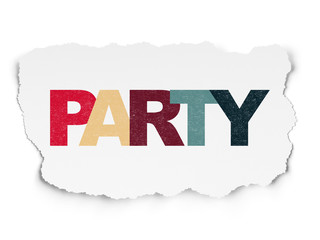 Obraz premium Entertainment, concept: Painted multicolor text Party on Torn Paper background