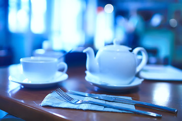 tea service in the cafe, a cup of tea