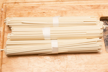 noodles on a wooden background