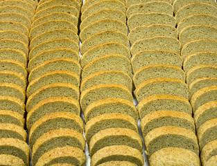 beautiful slices of special bread made of rye flour and protein
