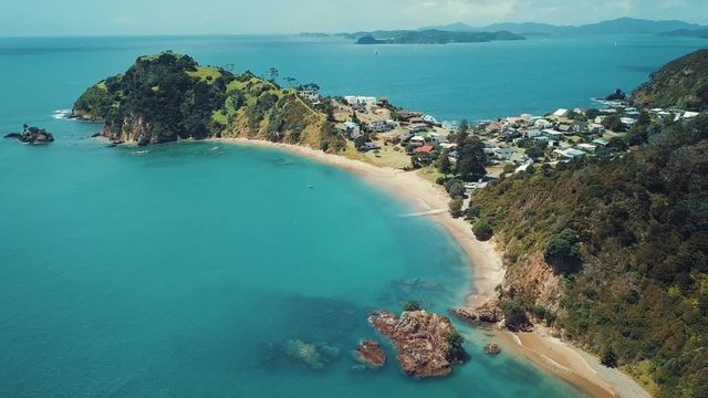Tapeka Point Beach, New Zealand Bay Of Islands Aerial 