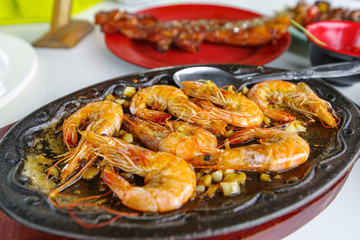 Famous food in the Philippines Butter Garlic Shrimp Sizzling Gambas