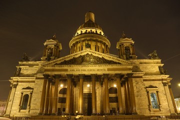 St. Isaac's Cathedral. Saint Petersburg winter night