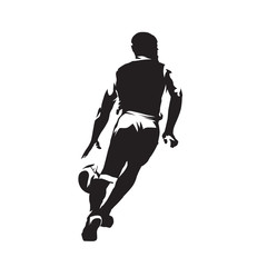 Fototapeta na wymiar Basketball player running with ball, drawing from behind, isolated vector silhouette