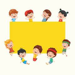 Funny Kids Holding Blank Placard