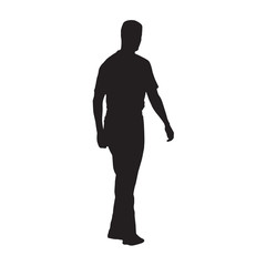 Man in shirt and trousers walking, isolated vector silhouette