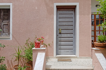 Fototapeta na wymiar Athens Greece, contemporary house entrance