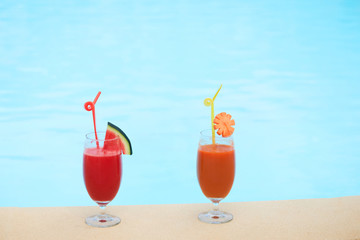Two Glasses of Exotic Cocktails