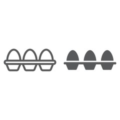 Eggs in carton package line and glyph icon, farming and agriculture, protein sign vector graphics, a linear pattern on a white background, eps 10.