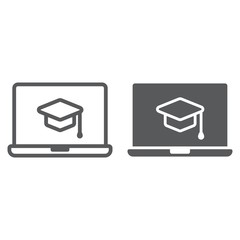 Online Course line and glyph icon, e learning and education, distance learn sign vector graphics, a linear pattern on a white background, eps 10.