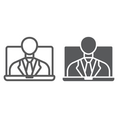 Webinar line and glyph icon, e learning and education, business training sign vector graphics, a linear pattern on a white background, eps 10.