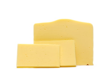 Slice of cheese, isolated on white background
