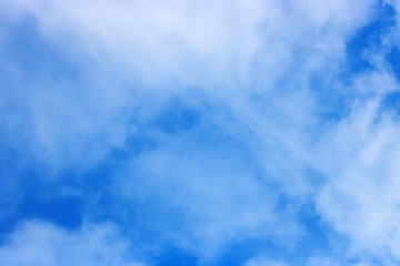 Naklejka na ściany i meble Clear blue sky with white cloud. Abstract sky background with copyspace