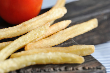fried French fries and tomato