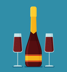 Flat vector bottle with alcohol icon