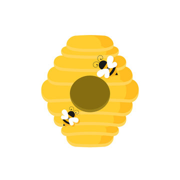 Flat illustration of beehive vector