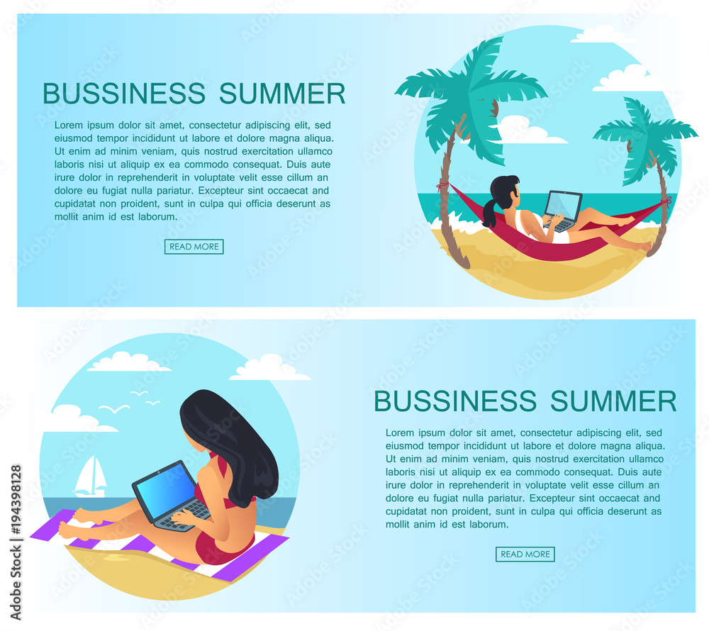 Wall mural Business Summer Set of Pages Vector Illustration