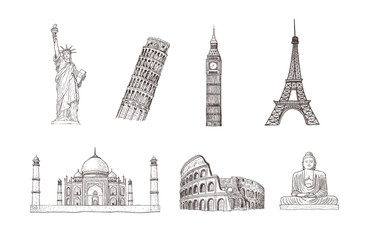 World travel and sights. Hand Drawn Sketches Vector illustrations © vectorgirl