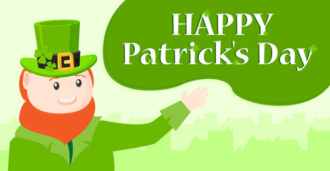 Saint Patrick's Day character leprechaun with green hat, red beard vector