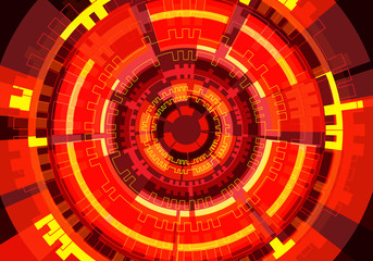 Abstract red circle circuit technology power energy light design modern futuristic background vector illustration.