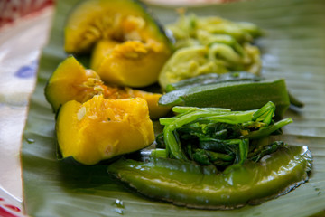 Boiled vegetables in Thai food