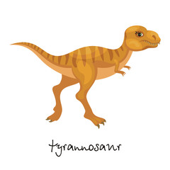 Colorful image of funny dinosaur in cartoon style isolated on a white background. Vector illustration.