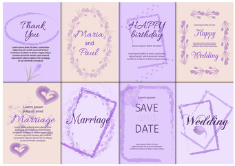 Wedding invitation card suite with crocus flower.