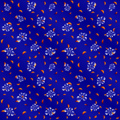 Abstract flower seamless with red petals on dark blue background for banner, card, invitation, textile, fabric, wrapping paper