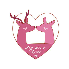 Valentine's day greeting card with deers