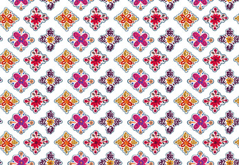Seamless folk pattern with square elements