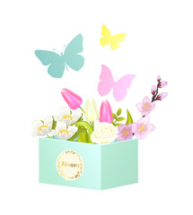 Bouquets and Butterflies, Vector Illustration