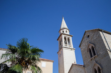 Fototapeta na wymiar Church in the Old Town of Budva, Budva Riviera, Montenegro