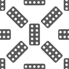 Pills in blister pack icon seamless pattern on white background. Medical drug package for tablet: vitamin, antibiotic, aspirin. Flat design. Vector Illustration